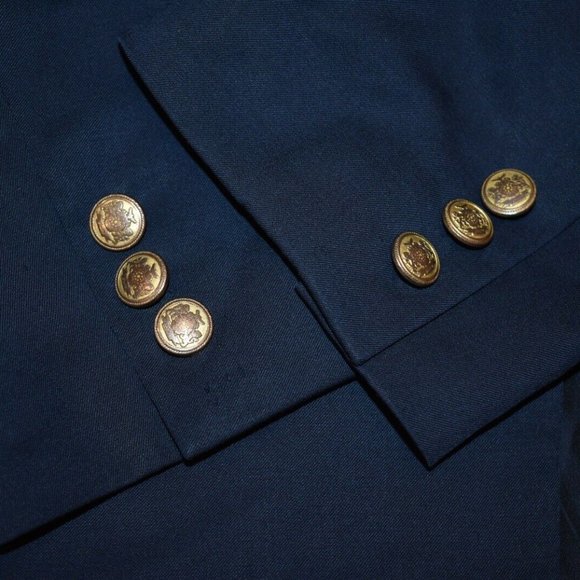 42L Brioni Navy Blue Gold Button Sport Coat Blazer - Picture 7 of 7